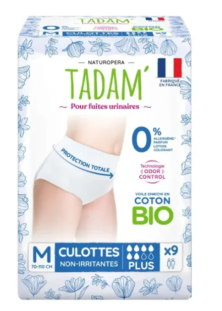 Tadam'' Culottes Ecologiques Fuites Urinaires Jetables Taille M 9U