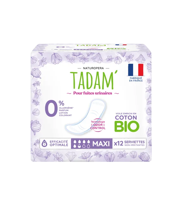 Tadam'' Serviettes Ecologiques Fuites Urinaires Maxi 12U