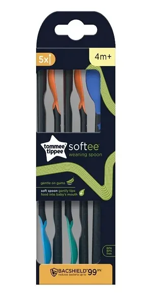 Tommee Tippee Lot de 5 Cuillères d’apprentissage Softee 4M+