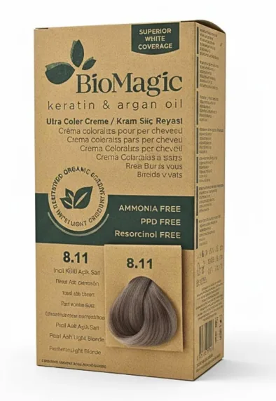 Biomagic Hair Color Cream Kit 8/11 Intense Ash Light Blonde