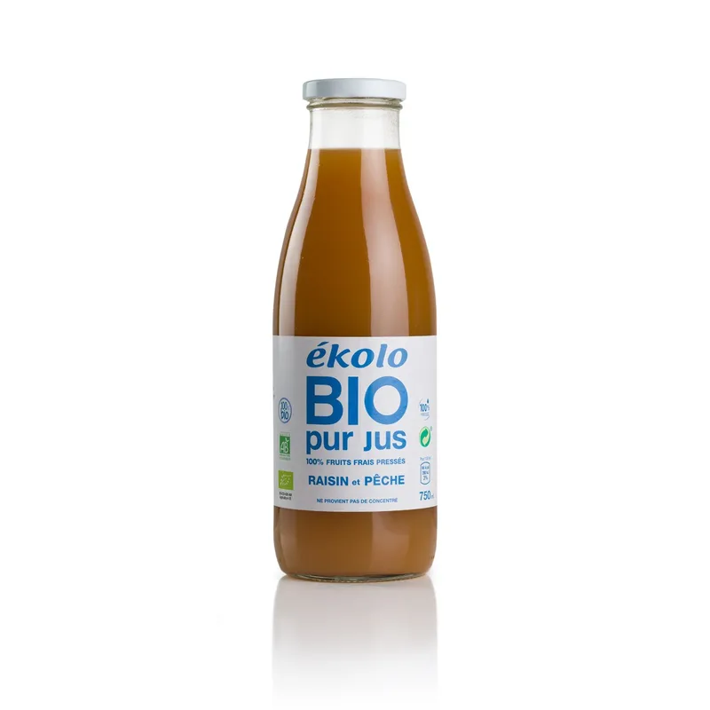 Ekolo BIO Pur Jus de Raisin et Pêche 750 ml