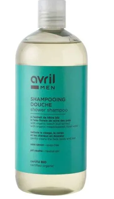 Avril Men Shampooing Douche Certifie BIO pour Visage Corps et Cheveux 500 ml